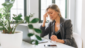woman working in pain