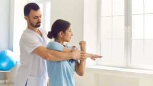woman and physiotherapist.